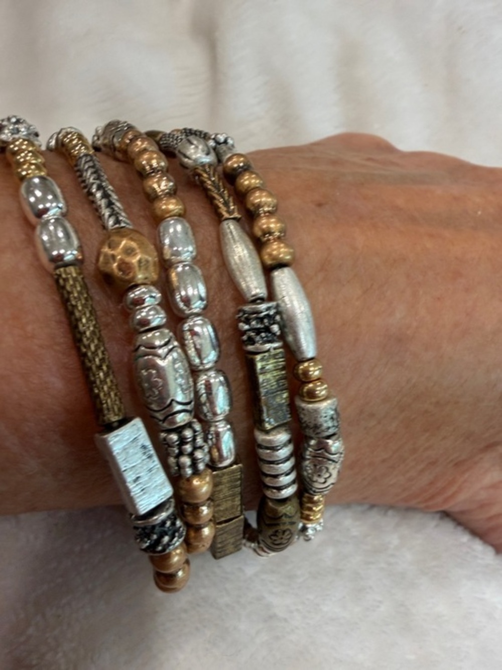 Mixed Metal Beaded Wrap Bracelets - Five Total
NWT